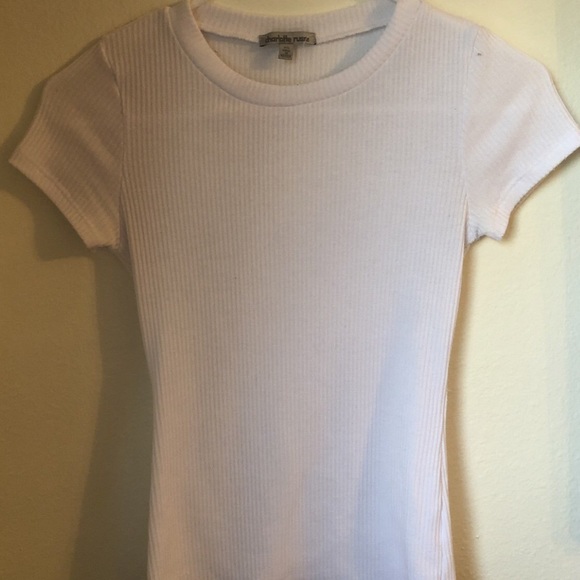 Plain White Ribbed Tee - Picture 2 of 3